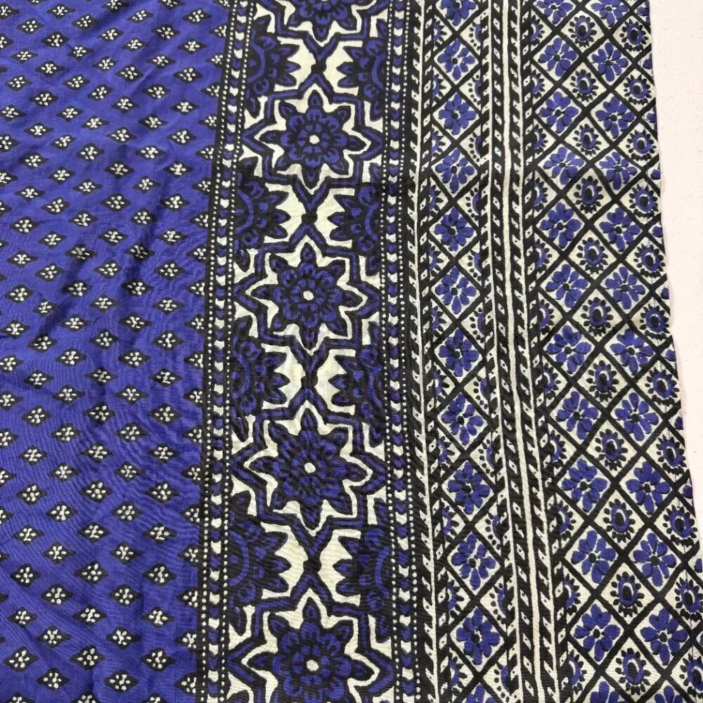 World Market Blue Boho Tassel Scarf Artist’s Cocoon Rayon NWT